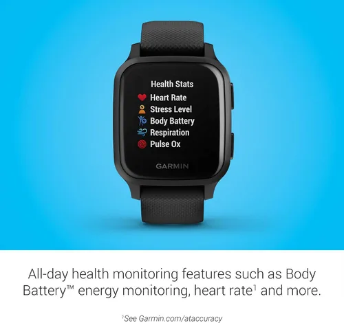 Vista 4 de Garmin Venu Sq Music - Reloj inteligente con GPS y pantalla táctil brillante, cuenta con música y hasta 6 días de duración de la batería