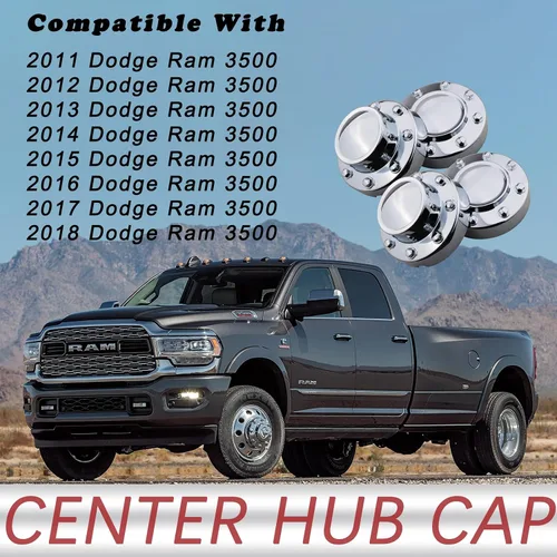 Vista 3 de TQPONLY Tapa central cromada de doble rueda Compatible con accesorios Dodge Ram 3500 2011-2018 Llanta de aleación de 1 tonelada DRW 8 Lug 10