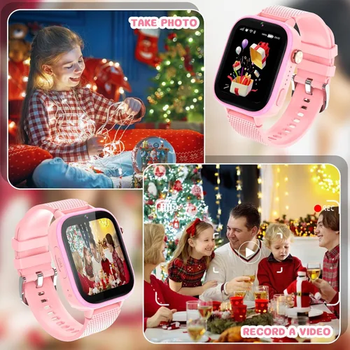 Vista 4 de OKYUK Reloj inteligente para niños, regalo para niñas de 5 a 12 años, reloj 4G para niños, 47 juegos, función de llamada bidireccional con pantalla