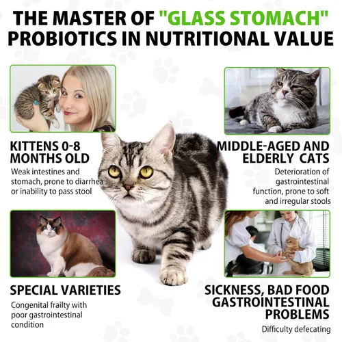 Vista 2 de Alivio del estreñimiento del gato, alivio del estreñimiento laxante para gatos, laxante 100% natural con 6 probióticos suavizantes de heces