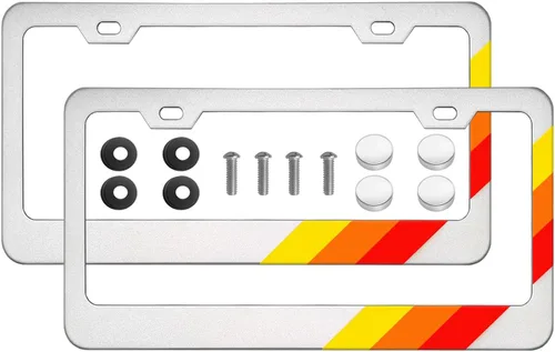 Vista 8 de Marco de Placa de Matrícula de Aluminio Compatible con Vehículo, Camión, Remolque, SUV de Dodge. (Rojo-01)