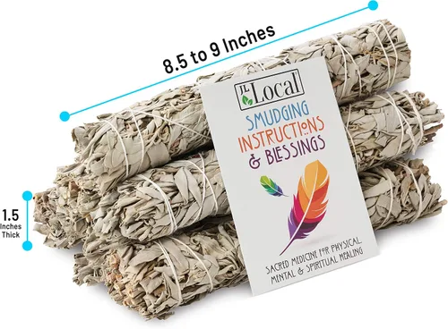 Vista 4 de Paquete de 100 varillas de incienso de salvia blanca de 9 pulgadas para limpieza, purificación, curación, meditación, yoga, bendición