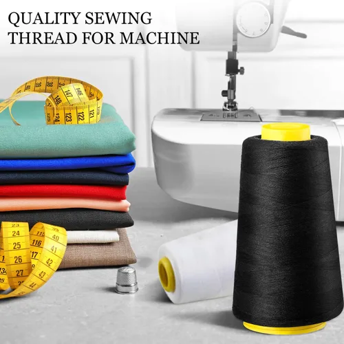 Vista 4 de BBTO 6 rollos de 3000 yardas cada bobina de cono de hilo de servidor para máquina de coser, hilo de poliéster para acolchado overlock