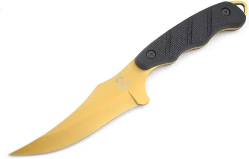 Vista 4 de Snake Eye Tactical Cuchillo táctico de espiga completa de 9 pulgadas con sacapuntas y funda de plástico ABS (dorado)