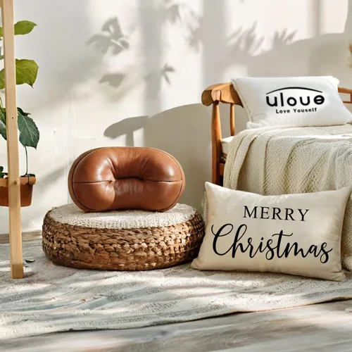 Vista 3 de Fundas de almohada lumbar de Navidad estilo granja, fundas de cojín de vacaciones de invierno, fundas de almohada decorativas rectangulares