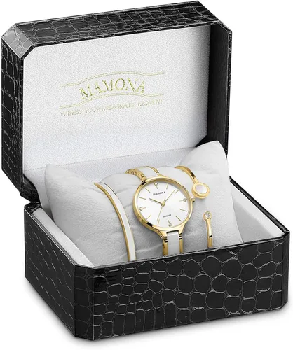 Vista 7 de MAMONA Watches for Women Christmas Gifts for Women Wife, Girls & Ladies Fashion Bracelet Watch Set Waterproof Womens Ceramic Watch Casual Wrist