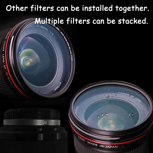 Vista 3 de Filtro UV HD de 1.929 in para Canon M6 M50 M100, filtro UV Fire Rock para Sony Alpha a7R con montura E FE 1.969 in f/1.8 lente -1 paquete