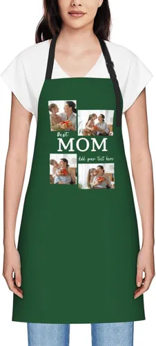 Vista 66 de Delantales personalizados para mujer, diseño de delantal de chef ajustable con nombre, textos, fotos, flores, regalos para el día de la madre