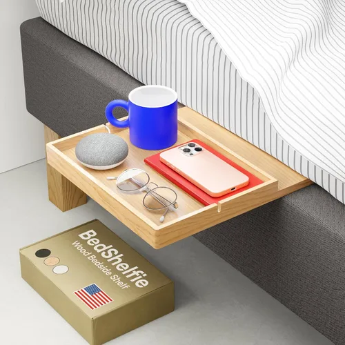 Vista 7 de BedShelfie - Estante de cabecera para dormitorio con litera y litera superior, elementos esenciales para dormitorio universitario, cadí de cabecera