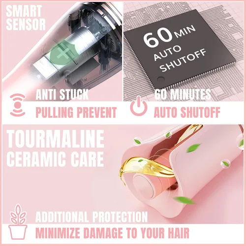 Vista 5 de LENA Rizador automático de cabello, rizador de pelo profesional, herramienta de peinado giratoria automática con barril iónico de cerámica y sensor