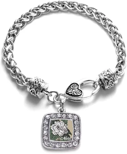 Vista 204 de Pulsera de dijes cuadrados de plata con joyería de circonita cúbica