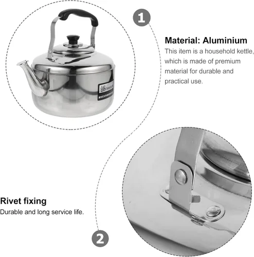Vista 10 de Cabilock Hervidor de sonido de acero inoxidable de gran capacidad para cocina de inducción con base de calor uniforme y cómodo mango antiquemaduras