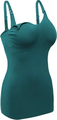 Vista 4 de Camisetas sin mangas de maternidad para mujer con brasier integrado para lactancia materna, paquete de 4