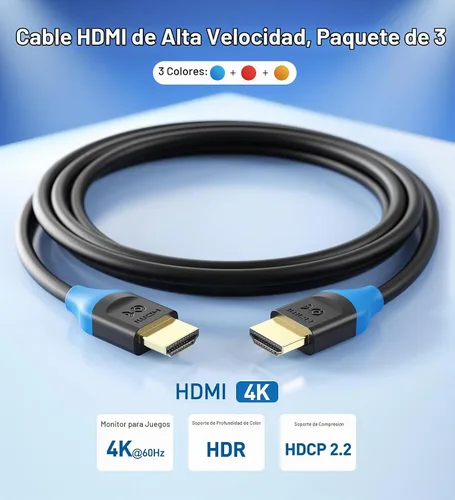 Vista 2 de Cables HDMI de alta velocidad de Cable Matters, chapados en oro, compatible con resolución 3D y 4K (paquete de 3)