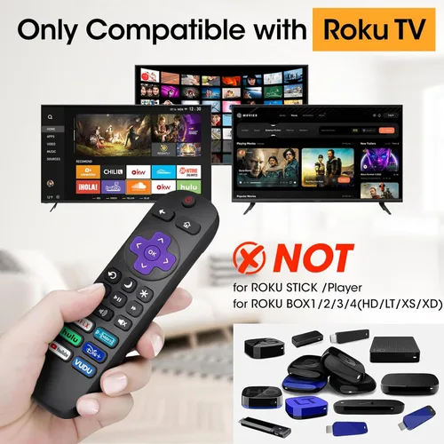 Vista 2 de Paquete de 3 controles remotos de repuesto para Roku TV, compatible con todos los TCL Roku/Hisense Roku/Onn Roku/Sharp/Philips Roku