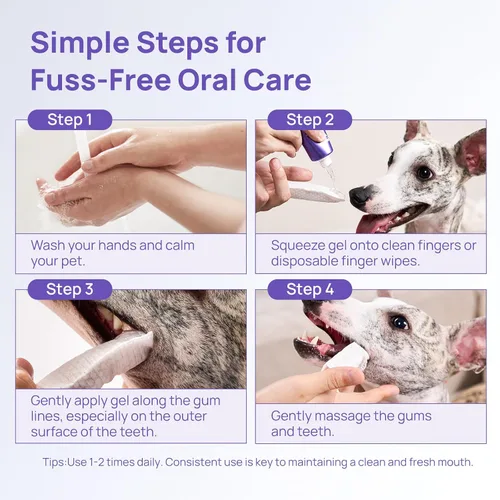 Vista 8 de HICC PET Gel de limpieza dental para perros y gatos, alternativa de pasta dental para el cuidado dental canino recomendada por veterinarios