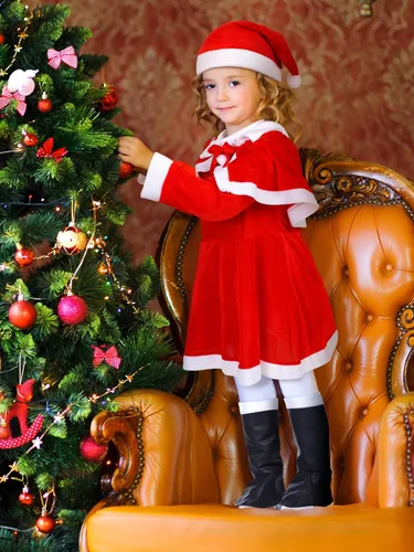 Vista 6 de Geyoga Bonitos trajes de Navidad que incluyen zapatos con sombrero y otros accesorios para cosplay de niños (estilo fresco, M)
