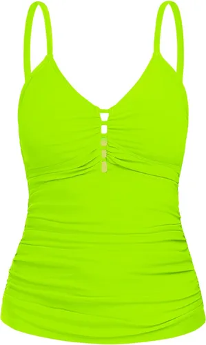 Vista 23 de Ocean Blues Traje de Baño Tankini Retro para Mujer con Fruncido Control de Abdomen Solo Parte Superior del Tankini Negro