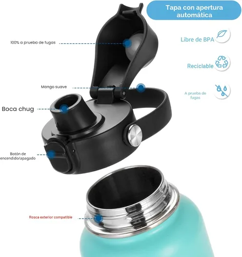 Vista 3 de EIPOSAU Auto Flip Lid for Hydro Flask Wide Mouth, Great Spout Lid for Simple Modern, Fits for Iron Flask and Other Brands, Replacement Lid with