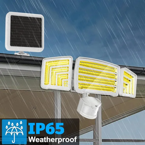 Vista 7 de Luces solares con sensor de movimiento para exteriores, 4000 lúmenes, 4 modos de iluminación, distancia de detección de 72 pies, panel solar