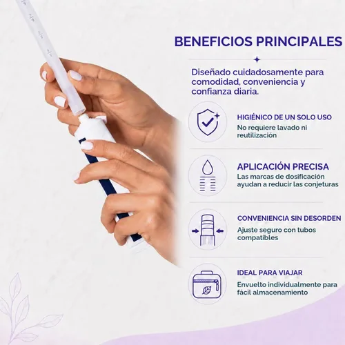 Vista 5 de Aplicadores de crema vaginal desechables, paquete de 120, punta suave