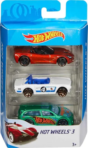 Vista 4 de Hot Wheels Paquete de 3 autos, paquete múltiple de 3 vehículos Hot Wheels para niños de 3 años en adelante, colección de autos deportivos de juguete