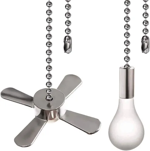 Vista 5 de 4 extensiones de adornos decorativos para ventilador de techo para tiradores de ventilador de 13.6 pulgadas y luz (plata y negro)