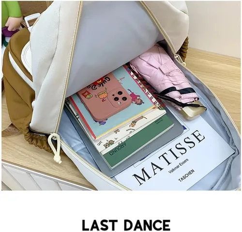 Vista 4 de Linda mochila kawaii, bolso Y2k Cutecore estético Grunge coquette Harajuku 2000s Bookbag diario senderismo, Rosado, Mochila Kawaii Cutecore Daypack