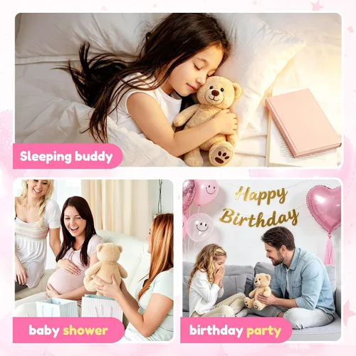 Vista 5 de LotFancy Oso de Peluche Animal de Peluche, Oso de Peluche Marrón de 10 Pulgadas Juguete de Peluche, Regalos de Peluche Suave para Niños Bebés