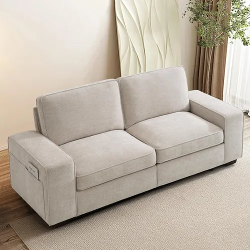 Vista 7 de TEKAMON - Sofá modular de 73" con almacenamiento en el asiento, sofá biplaza moderno de tela de chenilla para sala de estar, oficina, apartamento