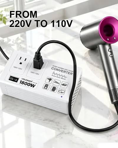 Vista 2 de Yinleader Transformador reductor 220V a 110V Convertidor de voltaje 1800W