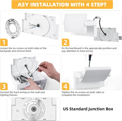 Vista 6 de 3Pack de luces de pared LED para exterior de 40W, luces de inundación blancas de 350° de rotación, lámpara de iluminación exterior comercial