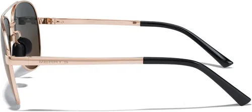 Vista 3 de MERRY'S Lentes de sol de aviador para hombres y mujeres, lentes polarizados para conducir, lentes espejados, protección UV 400, 2.283 in