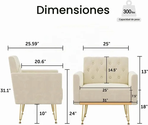 Vista 3 de Olela Silla decorativa con brazo para sala de estar, sillón moderno de terciopelo, sofá individual, acogedora silla auxiliar tapizada para lectura