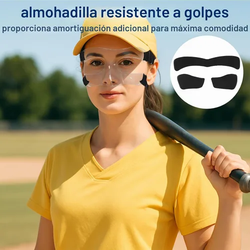 Vista 5 de Protector de nariz para nariz rota, máscaras faciales deportivas con acolchado de espuma, protector facial transparente ajustable, protección