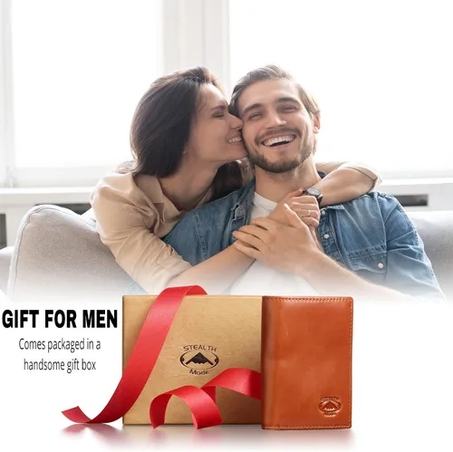 Vista 5 de Stealth Mode Trifold portafolios de piel RFID bloqueo, bolso para hombres