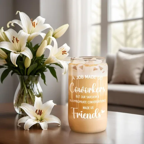 Vista 8 de Taza de Vidrio para Amistad de Colega de Fairy's Gift, Regalos de Cumpleaños para Mujeres Amistad, Regalos Graciosos para Colegas de Mujeres Hombres