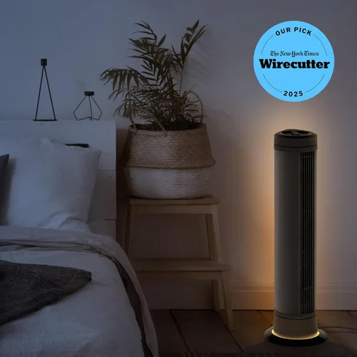 Vista 2 de Vornado ARA® Ventilador de torre oscilante con luz ambiental y control remoto, 40 pulgadas, silencioso y potente ventilador de pie, 5 velocidades