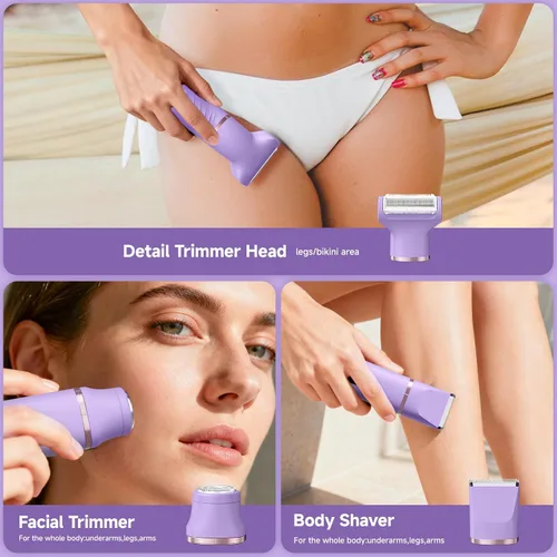 Vista 5 de Recortadora de bikini para mujer, maquinilla de afeitar eléctrica para área privada, recortadora de pelo púbico sin dolor con base de carga, IPX7