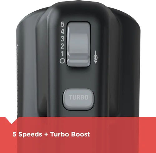 Vista 3 de BLACK+DECKER Batidora de mano de 5 velocidades, 250 vatios para mezclar masas, masas, untables y más, función Turbo Boost y evitar salpicaduras