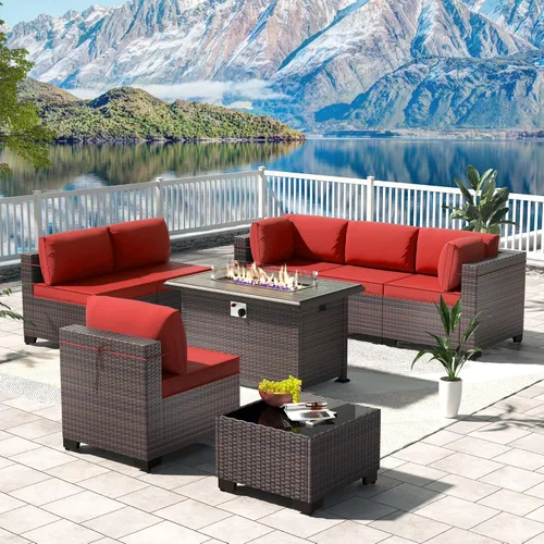 Vista 36 de Kullavik - Juego de muebles para exterior de 6 piezas con sofá modular de ratán de polietileno, color negro