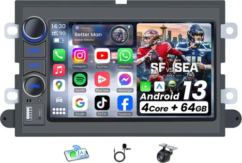 Vista 10 de Radio de coche estéreo para Ford F150 Radio 2004-2008: 7 "HD pantalla táctil estéreo incorporado Carplay inalámbrico Andriod Auto 5GWiFi
