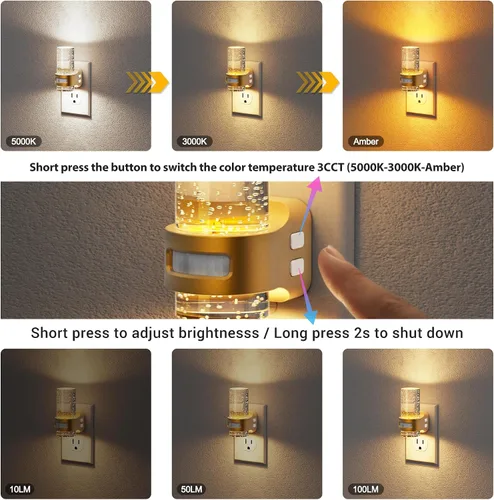 Vista 59 de JandCase Motion Sensor Night Light, Bubble Night Lights Plug into Wall