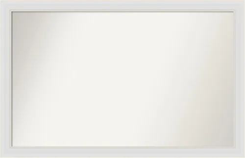 Vista 53 de Amanti Art Espejo de baño blanco para sobre el fregadero, 24 x 26 pulgadas, espejo rectangular blanco y blanco, marco de madera contemporáneo