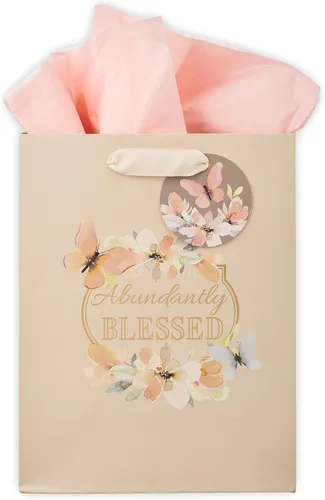 Vista 25 de Christian Art Gifts Bolsa de Regalo Retrato con Etiqueta y Juego de Papel de Seda para Mujeres: Quédate Quieta y Conoce - Salmo 46:10 Versículo