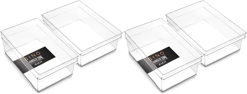 Vista 11 de BINO Contenedores de almacenamiento de plástico, pequeños y poco profundos THE HANDLER COLLECTION Contenedores organizadores multiusos