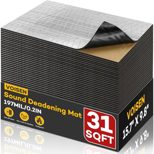 Vista 8 de VOISEN Material de Amortiguamiento de Sonido para Autos, 197 mil (5mm) 21 pies cuadrados, Atenuador de Sonido Automotriz con Acabado de Hoja