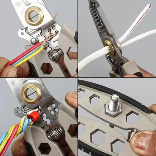 Vista 2 de Pelacables multiusos de 7 pulgadas, herramienta para pelar cables eléctricos multiusos de alta resistencia, pelacables 4 en 1 y herramienta