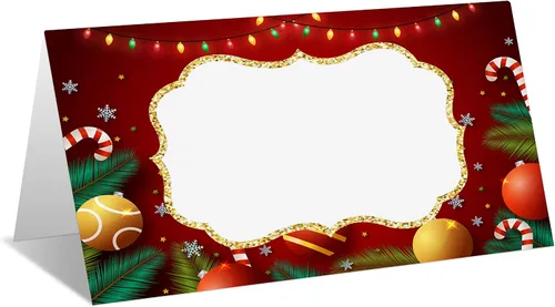 Vista 12 de Tarjetas editables con nombre – Paquete de 25 tarjetas de acompañante para fiesta de Navidad, boda o cena, fácil de plegar