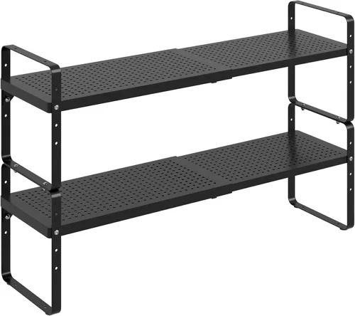 Vista 11 de Organizador de estantes ampliables de metal ajustable para especias, estantes de almacenamiento independientes para armario de cocina, debajo